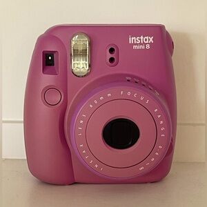 Instax Mini 8 Polaroid Camera Pink with Pink Holographic Case